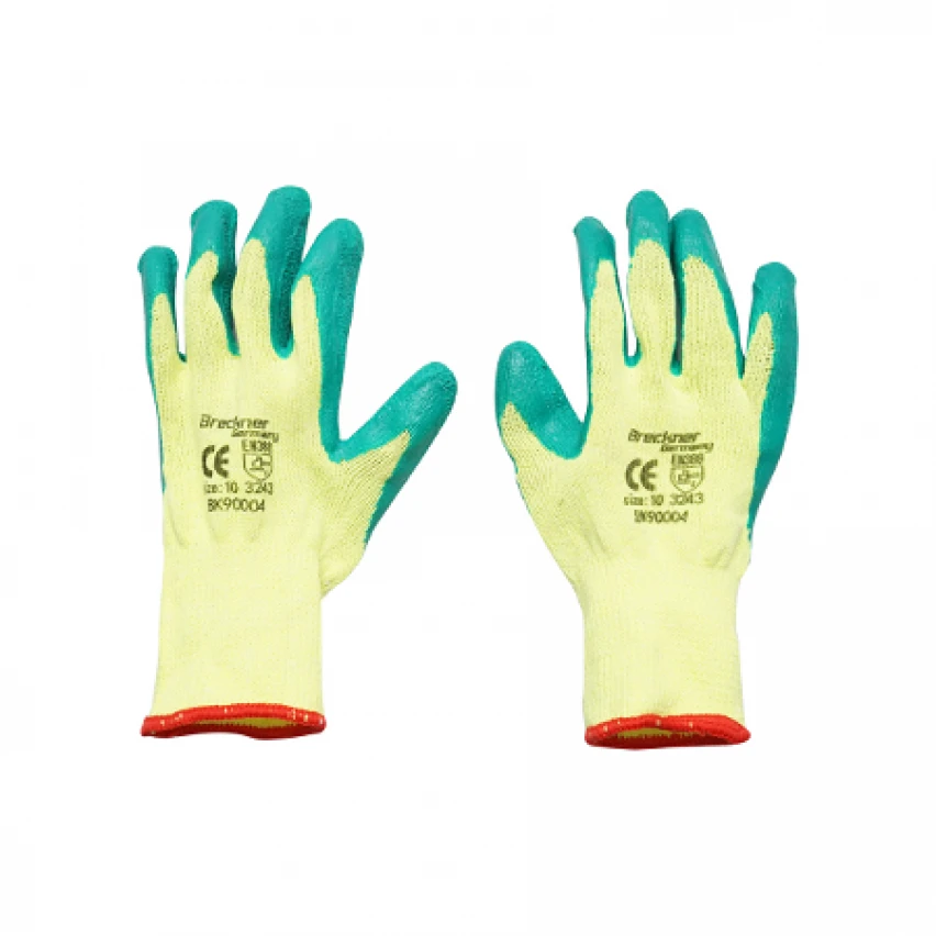 Manusi de lucru din bumbac latex galben-verde marimea 10